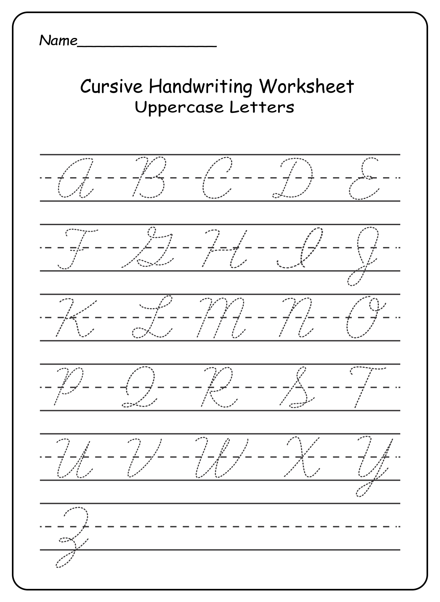 Cursive Letters Worksheets Printable A Z