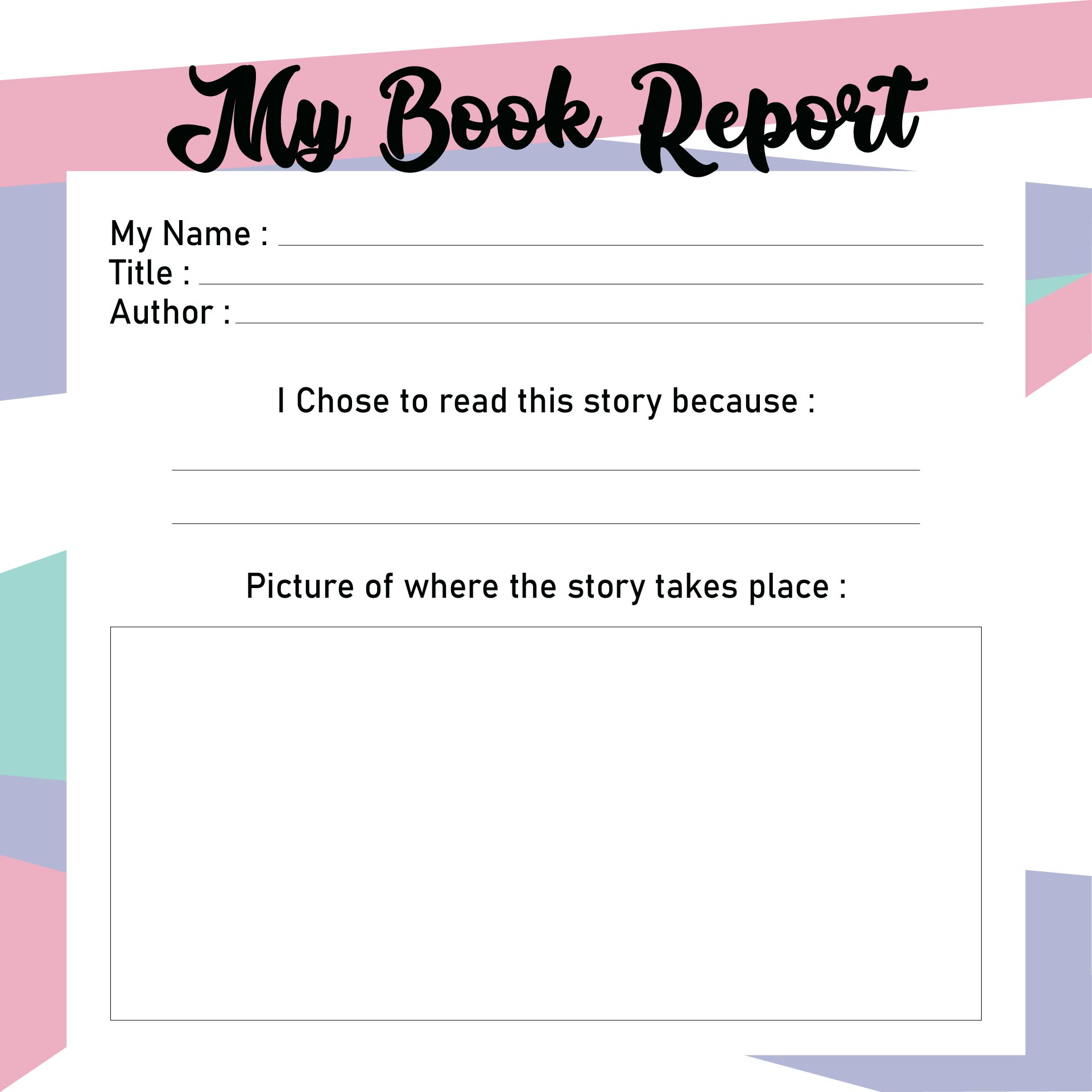 free printable book report forms for elementary students