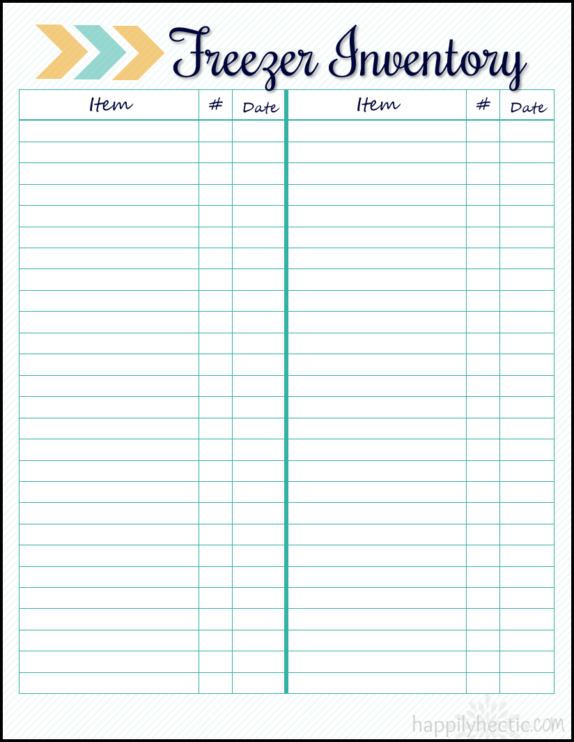 Printable Freezer Inventory Sheet