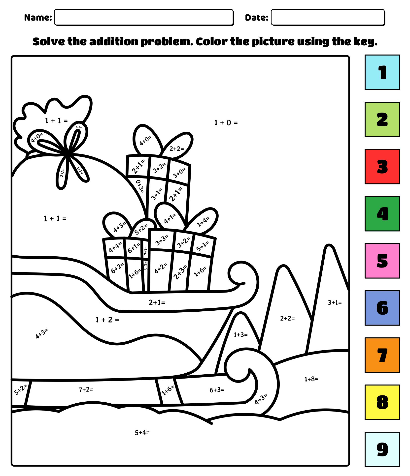 Math Worksheets Color By Numbers