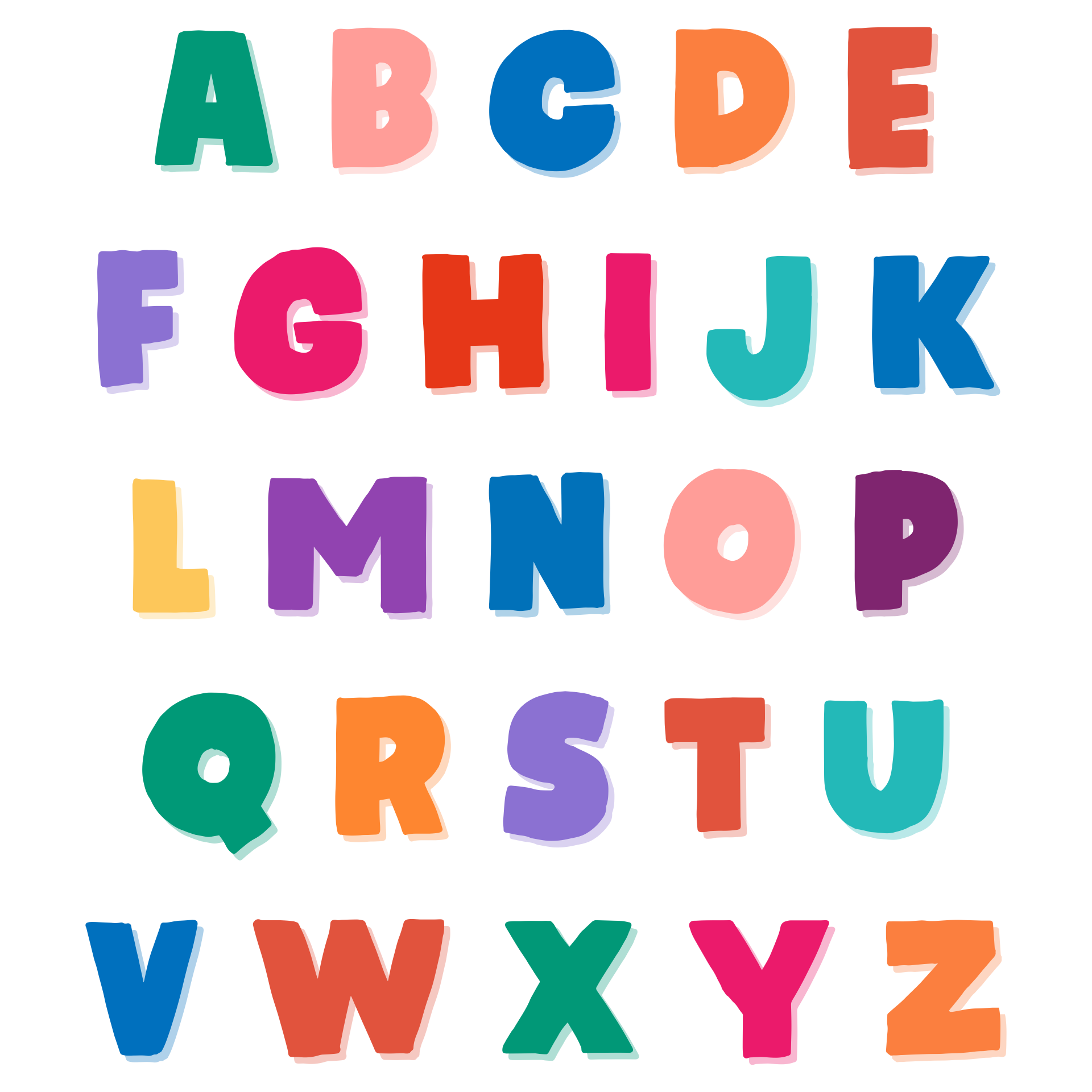 Individual Colorful Alphabet Letters Printable