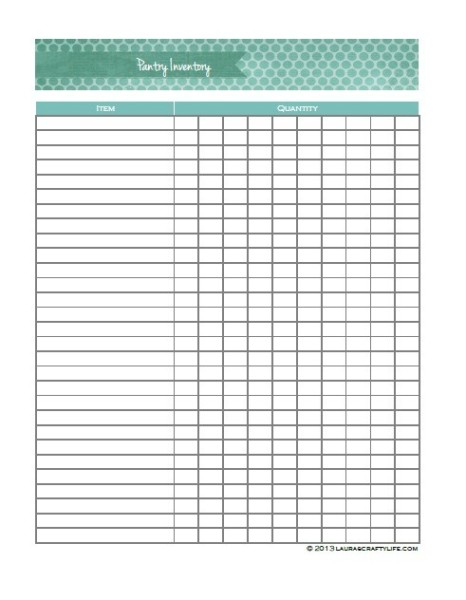 Printable Pantry Inventory Sheet