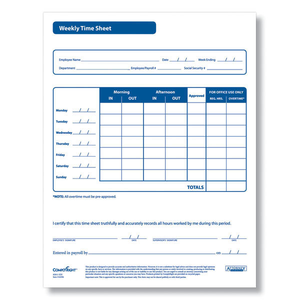 Printable Time Sheet Forms