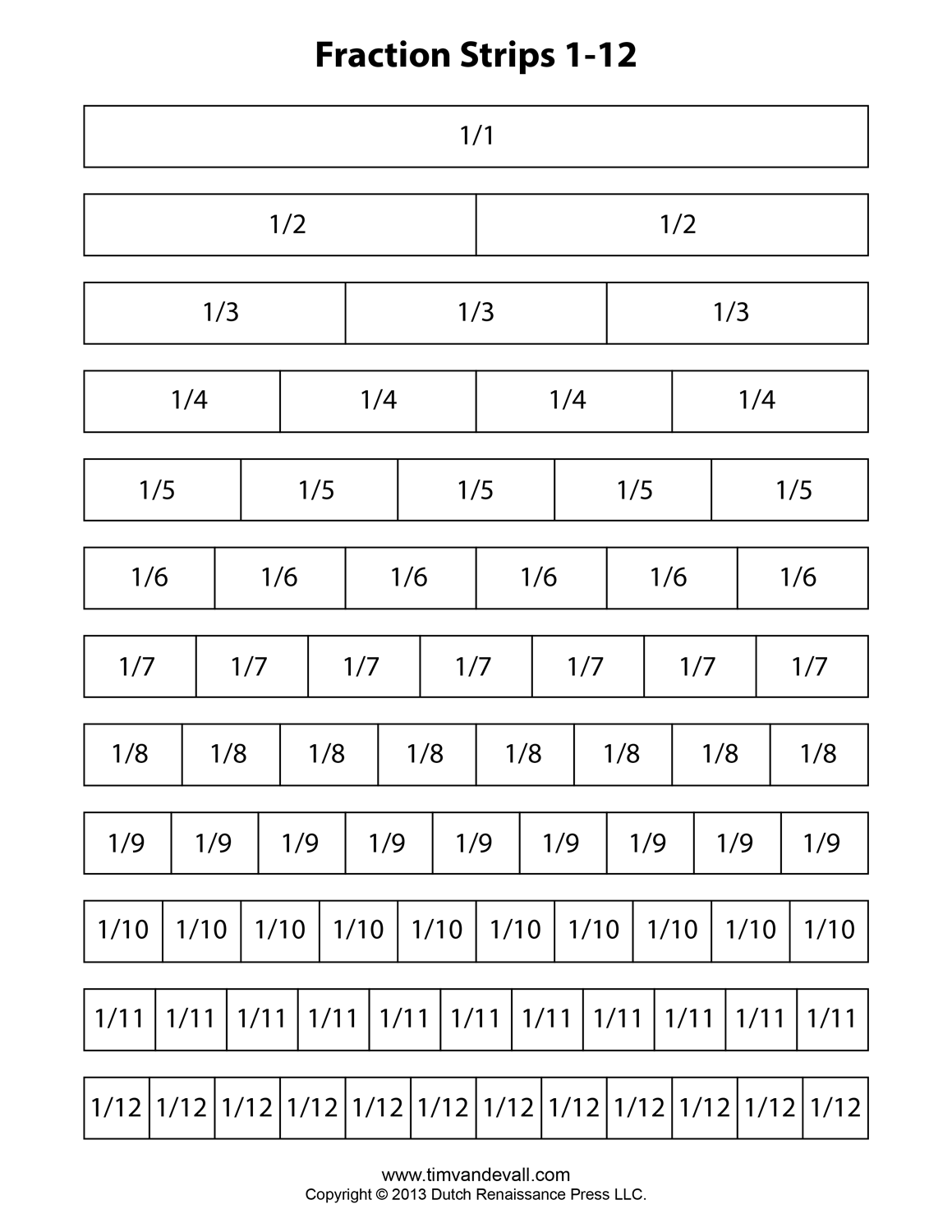 Blank Fraction Strips Printable