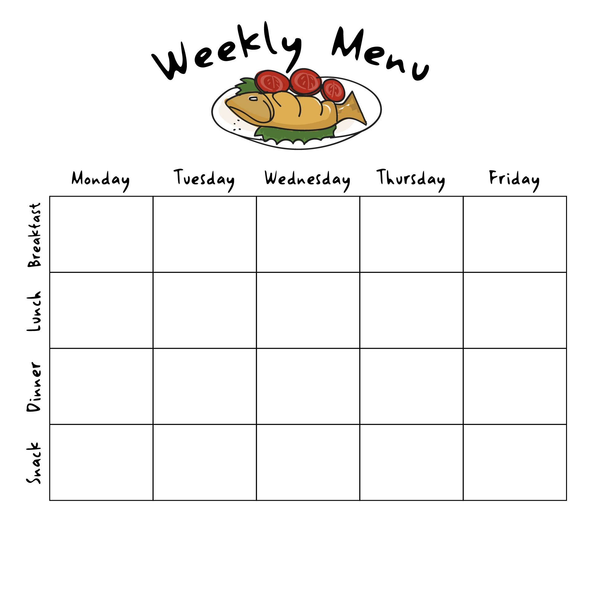 free weekly menu calendar template