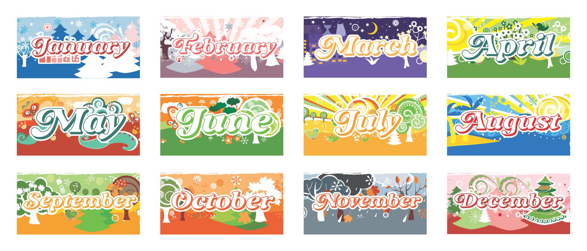 Printable Months Of Year Cards