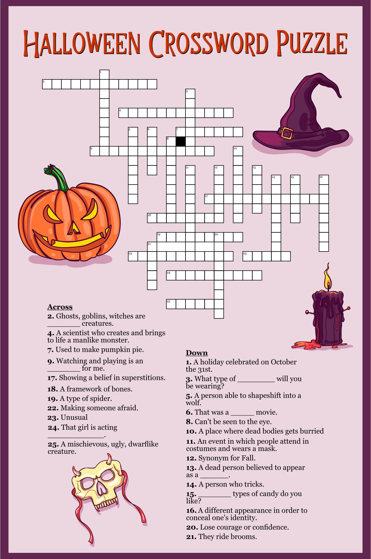 Printable Halloween Worksheets for Teachers