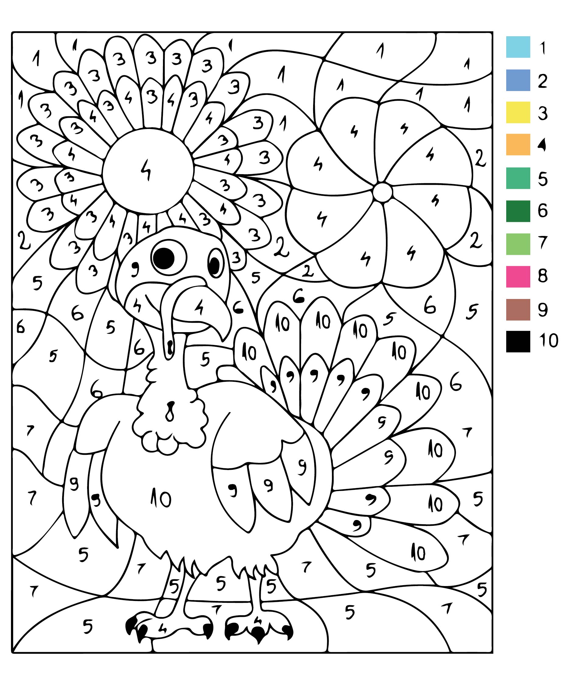 10 Best Thanksgiving Color By Number Coloring Pages Printable PDF For 