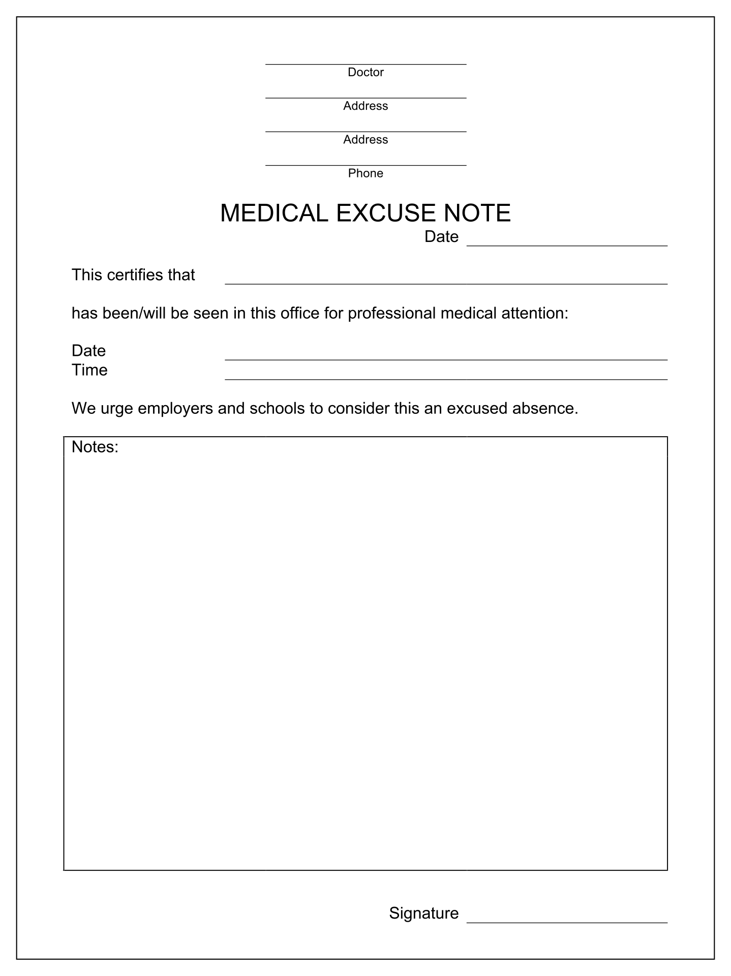 21 Best Return To School Notes Printable - printablee.com For Hospital Note Template