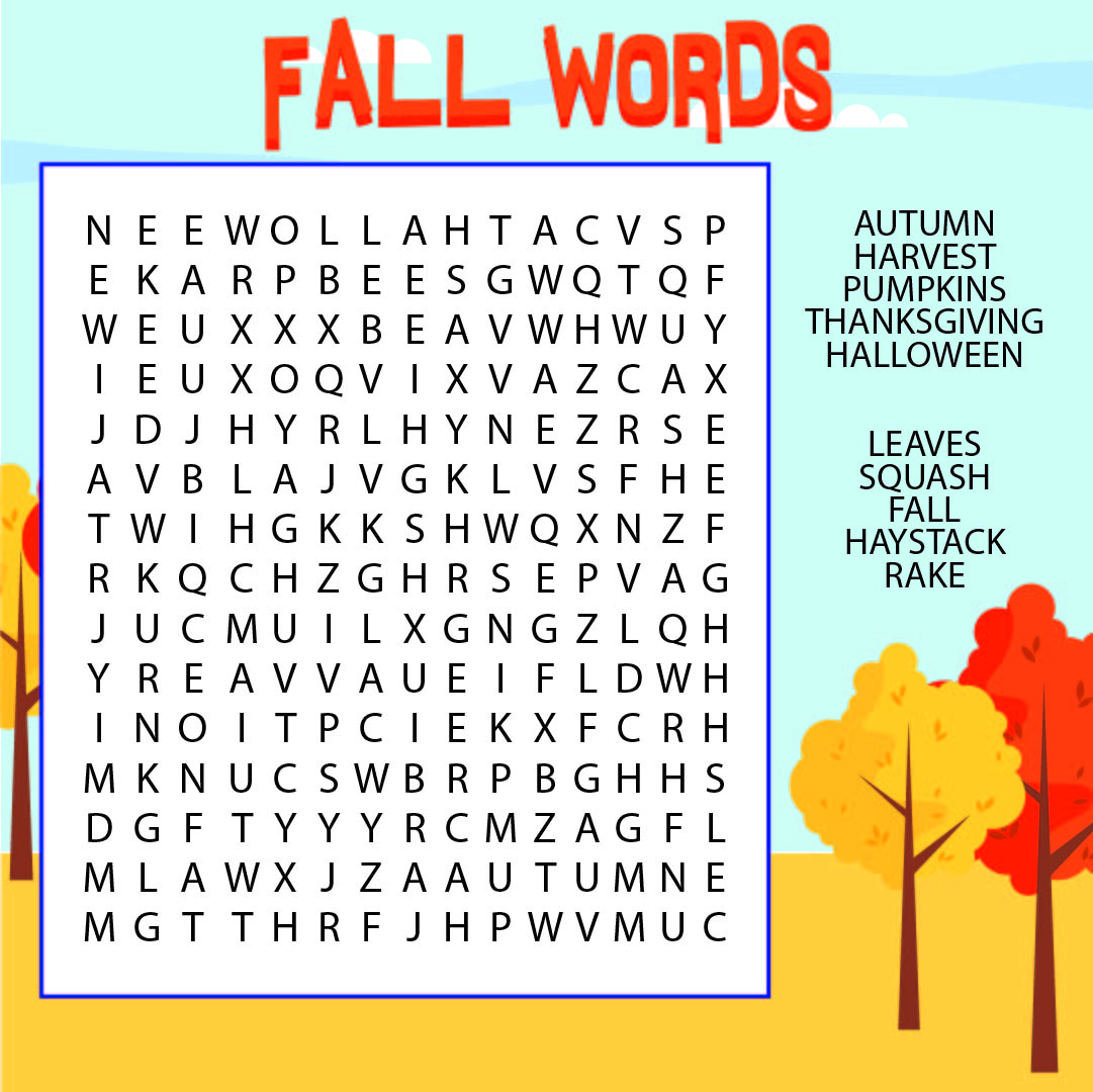 Printable Word Search Fall