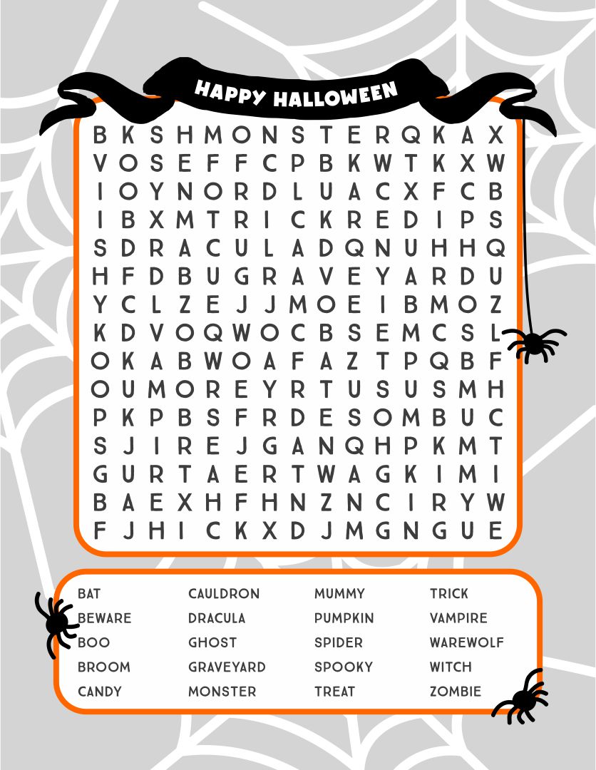 15 Best Halloween Word Search Printable Large PDF For Free At Printablee