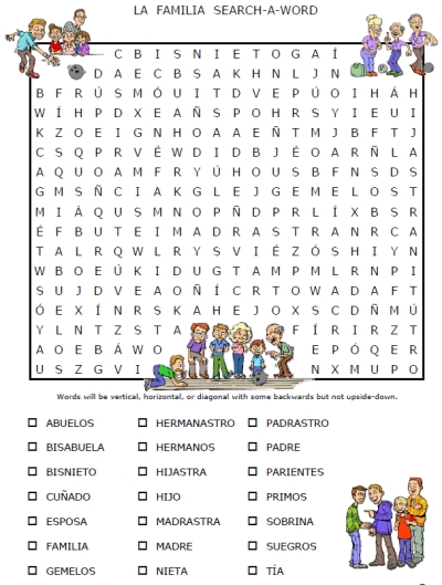 Printable Spanish Family Worksheets