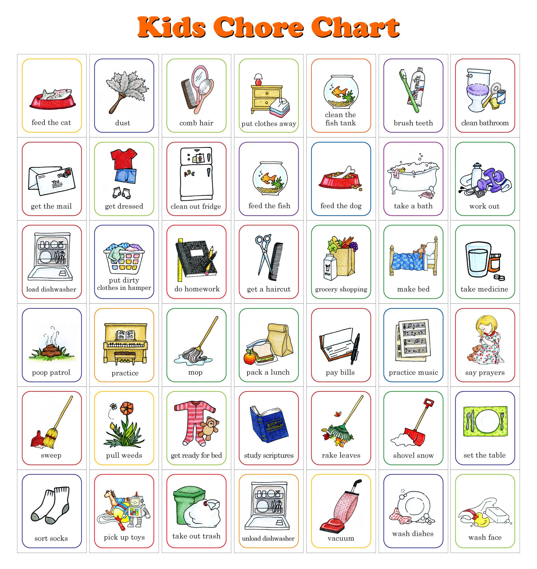 10 Best Free Printable Chore Clip Art Chore Chart Kids Chores For Images