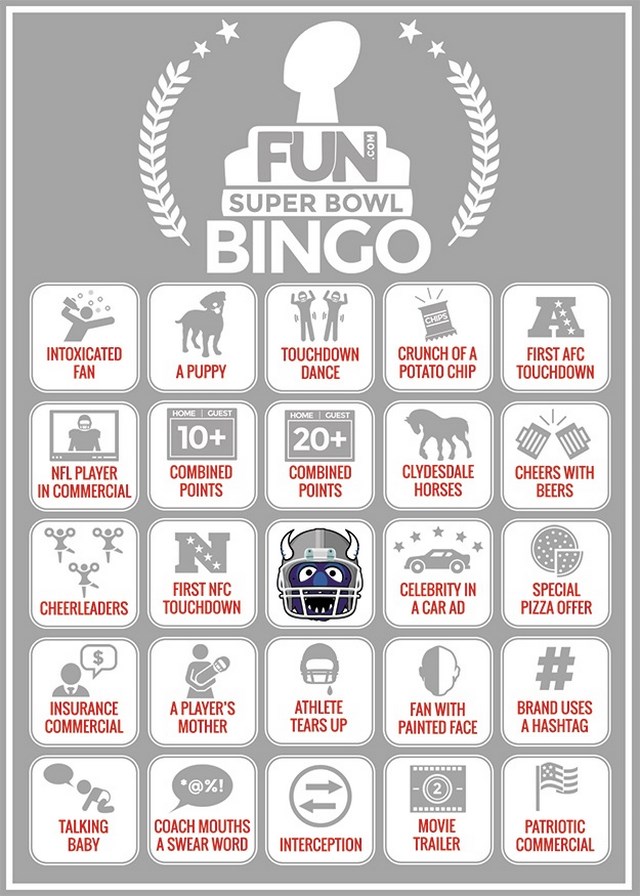 Super Bowl Bingo Printable Sheets