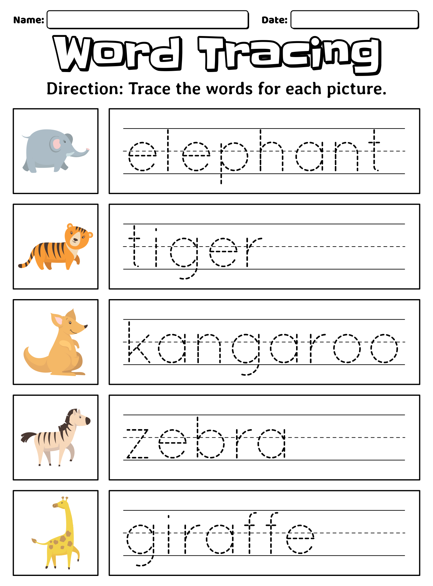 Editable Tracing Worksheets