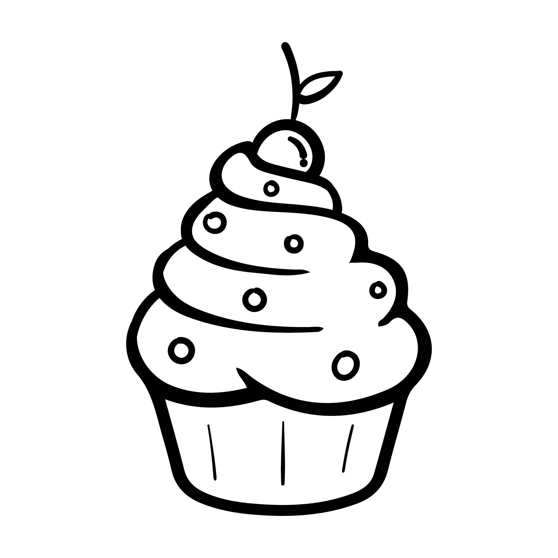 Black cup cake, Cupcake Birthday cake Muffin Drawing, Cupcake Line Drawing,  template, white png | PNGEgg