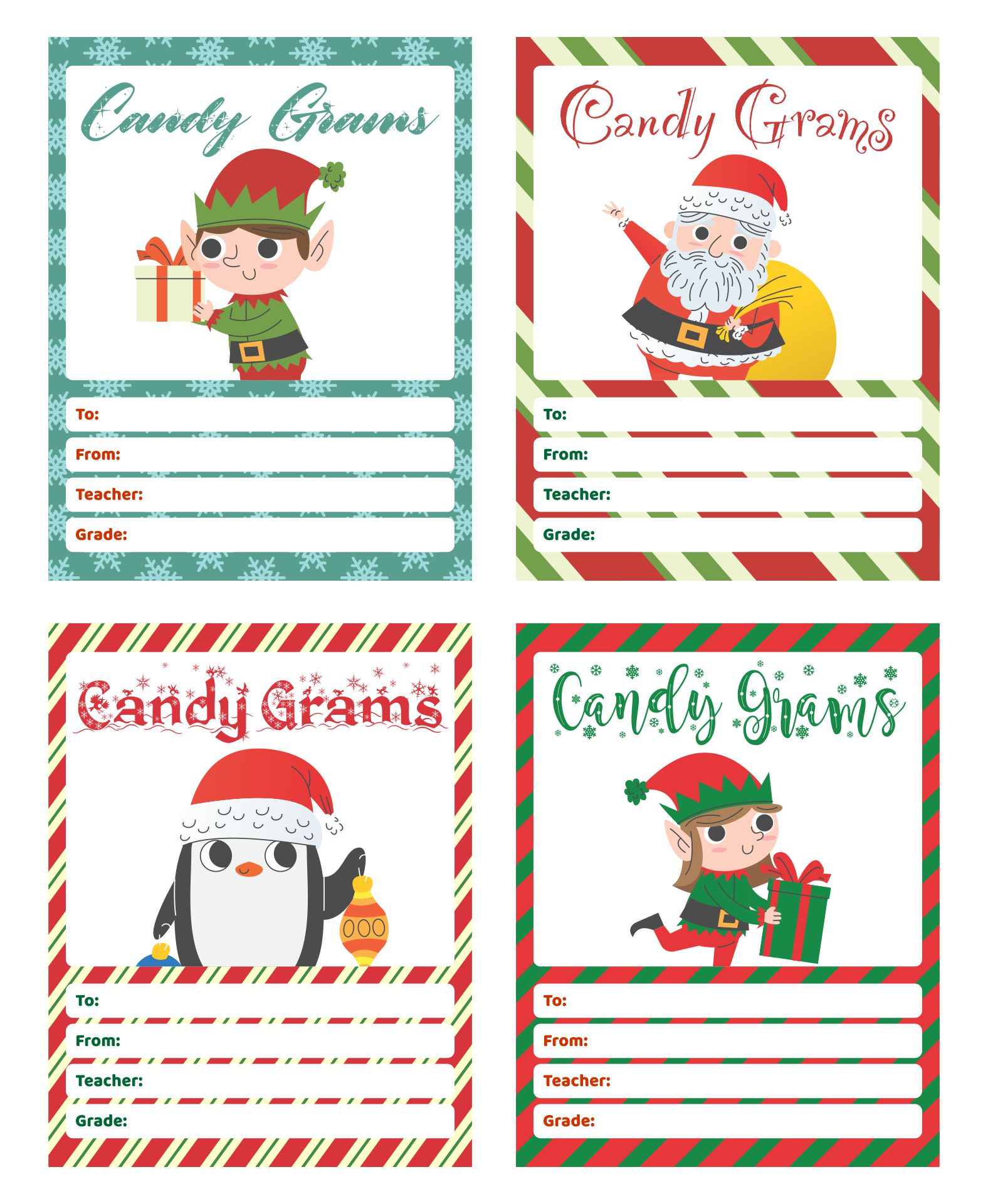 Candy Grams Christmas Printable