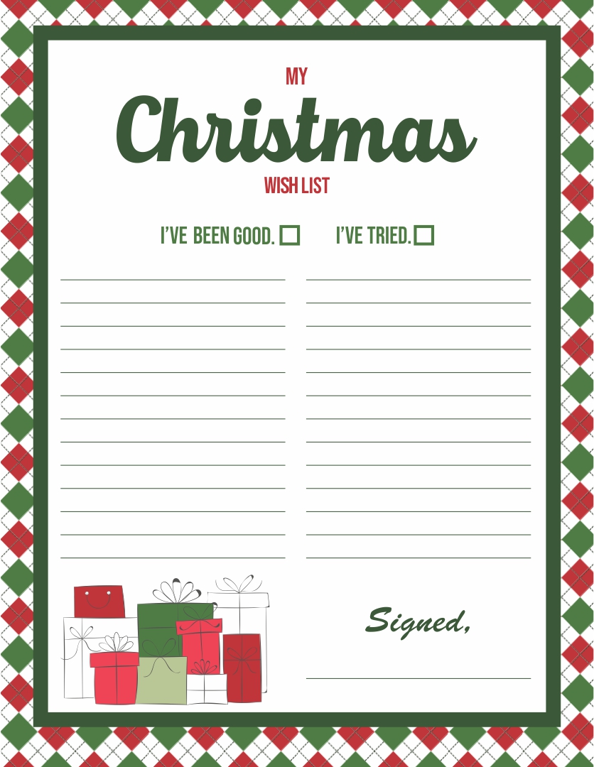 Printable Christmas List Template