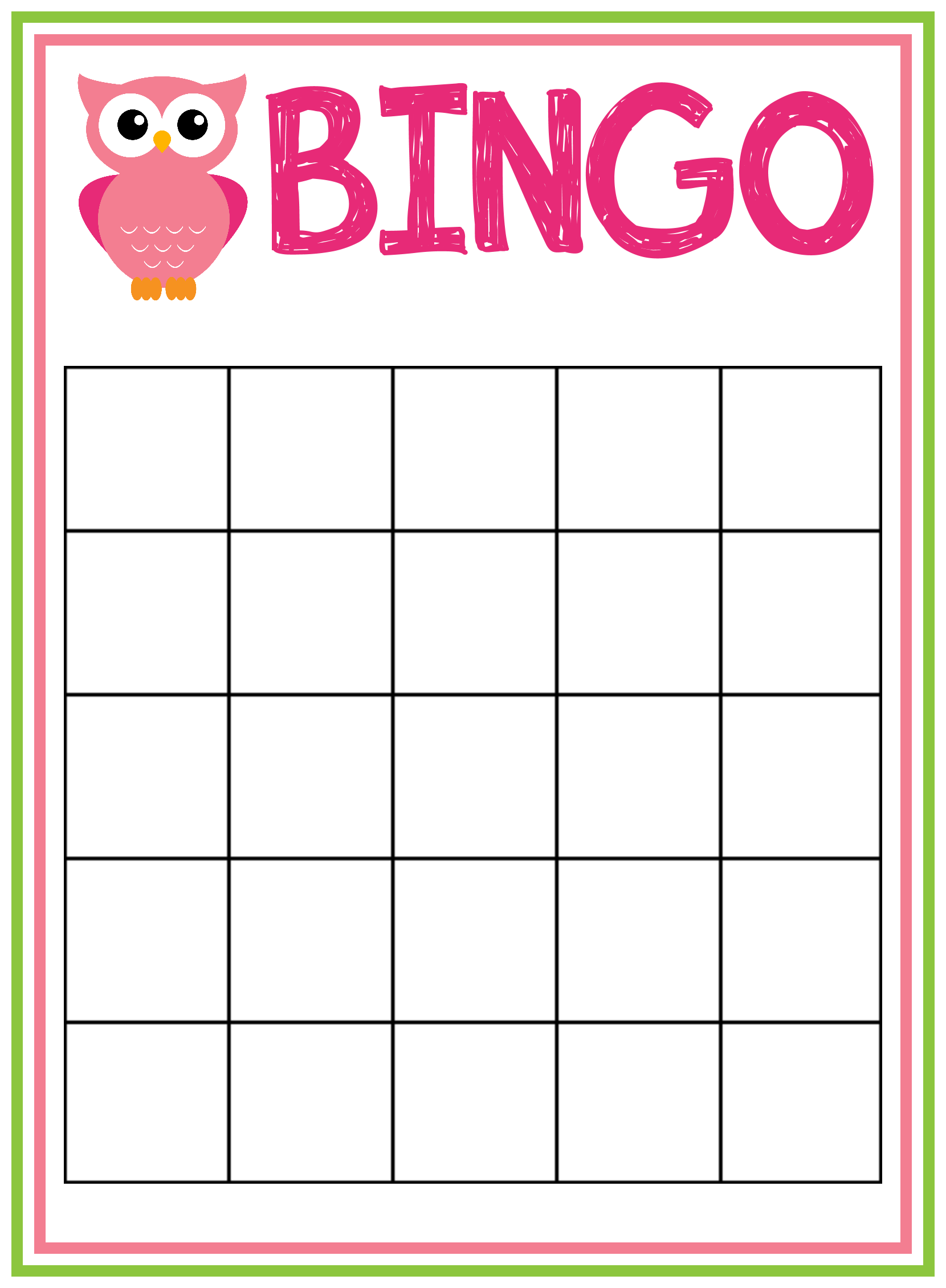 Printable Baby Shower Bingo Cards