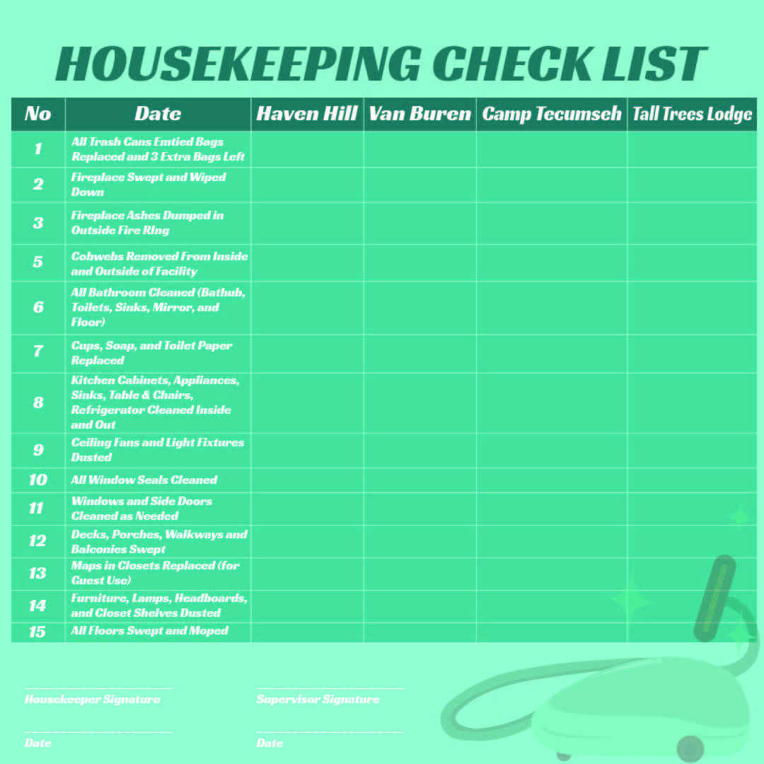 Cleaning Lady Checklist Template