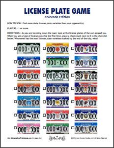 Road Trip License Plate Game Printable