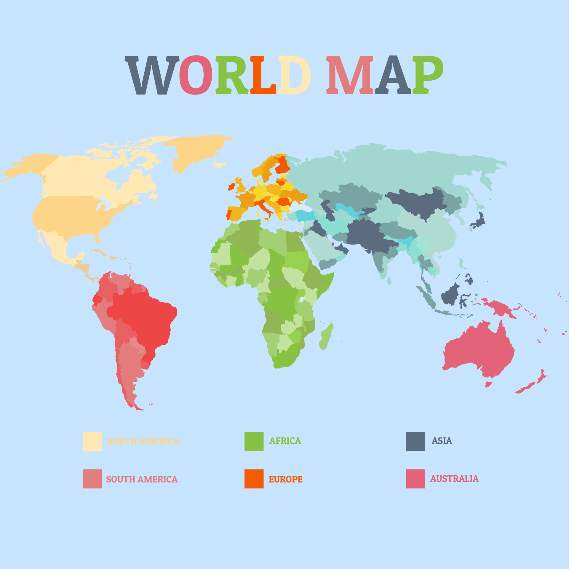 Printable World Map Showing Countries - Map of world