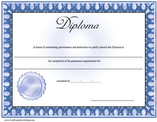 Blank Diploma Certificate Template