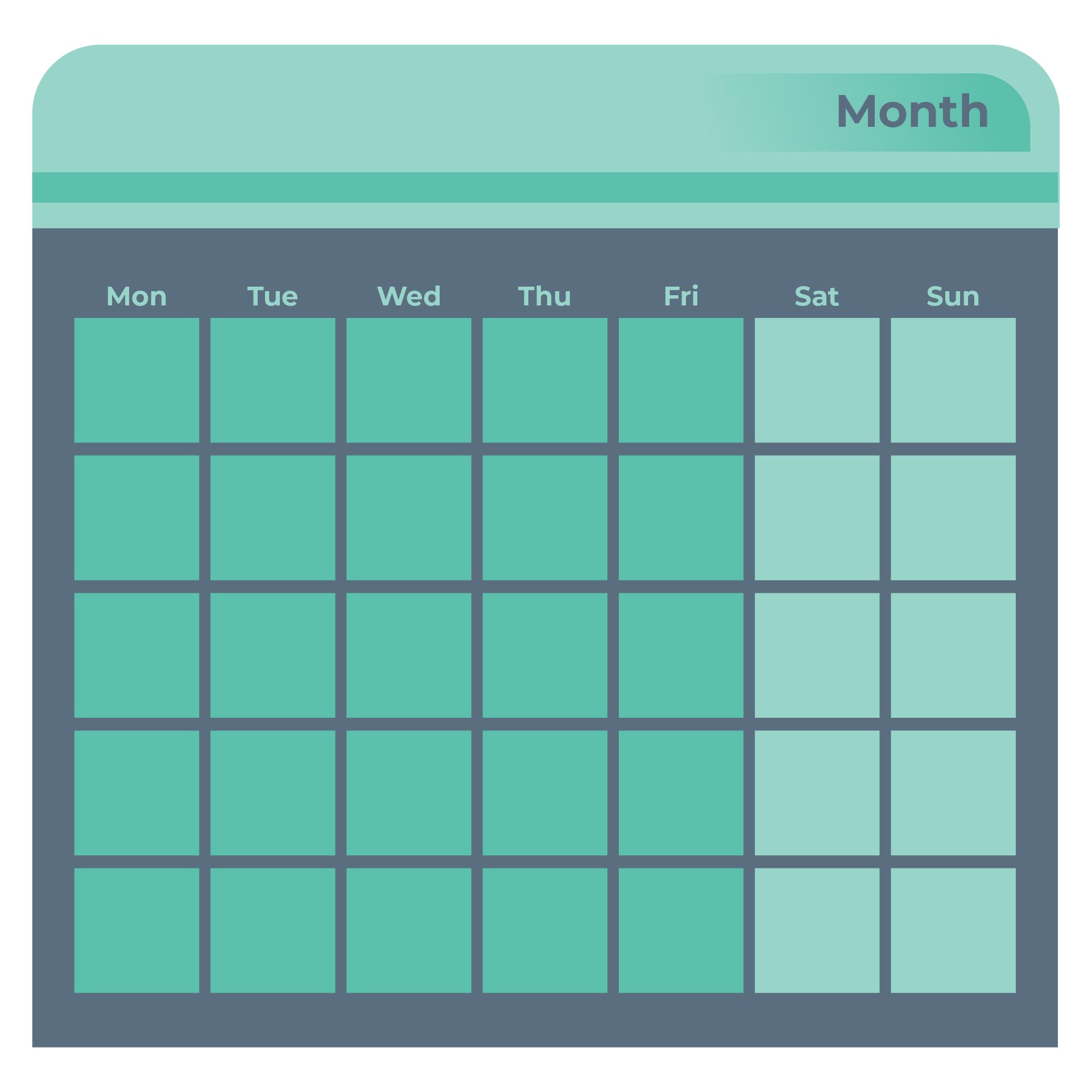 monday to friday blank calendar template template monday through