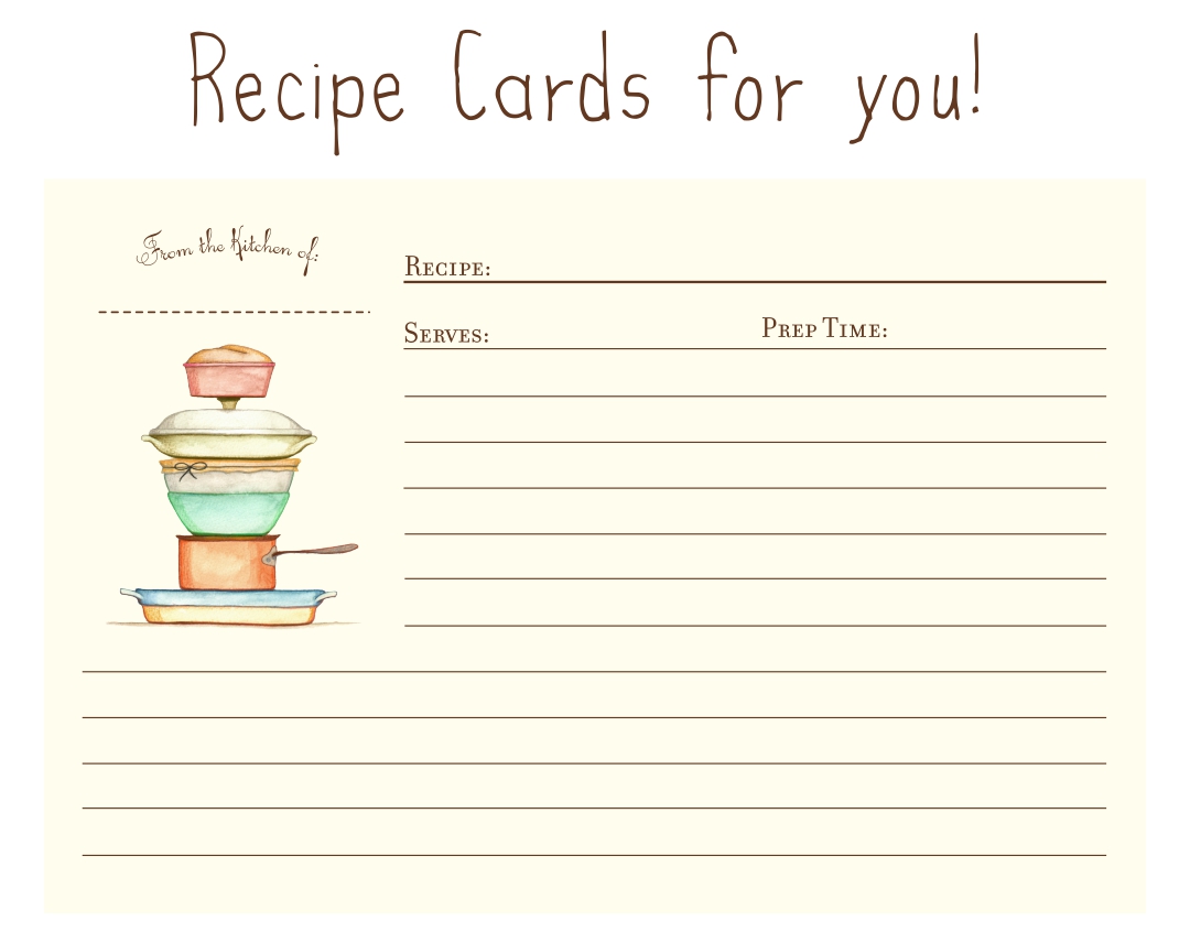free blank recipe cards to print