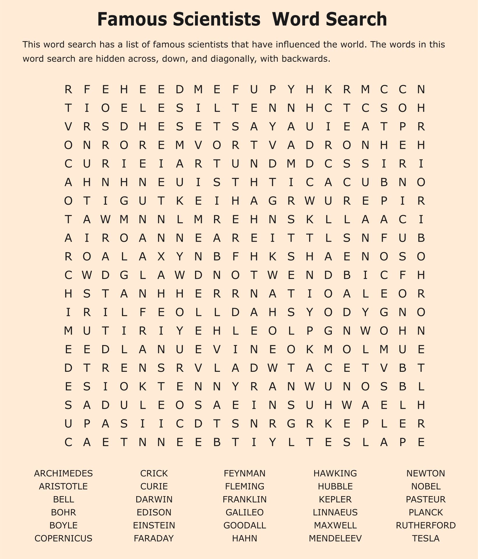 Hard words word search