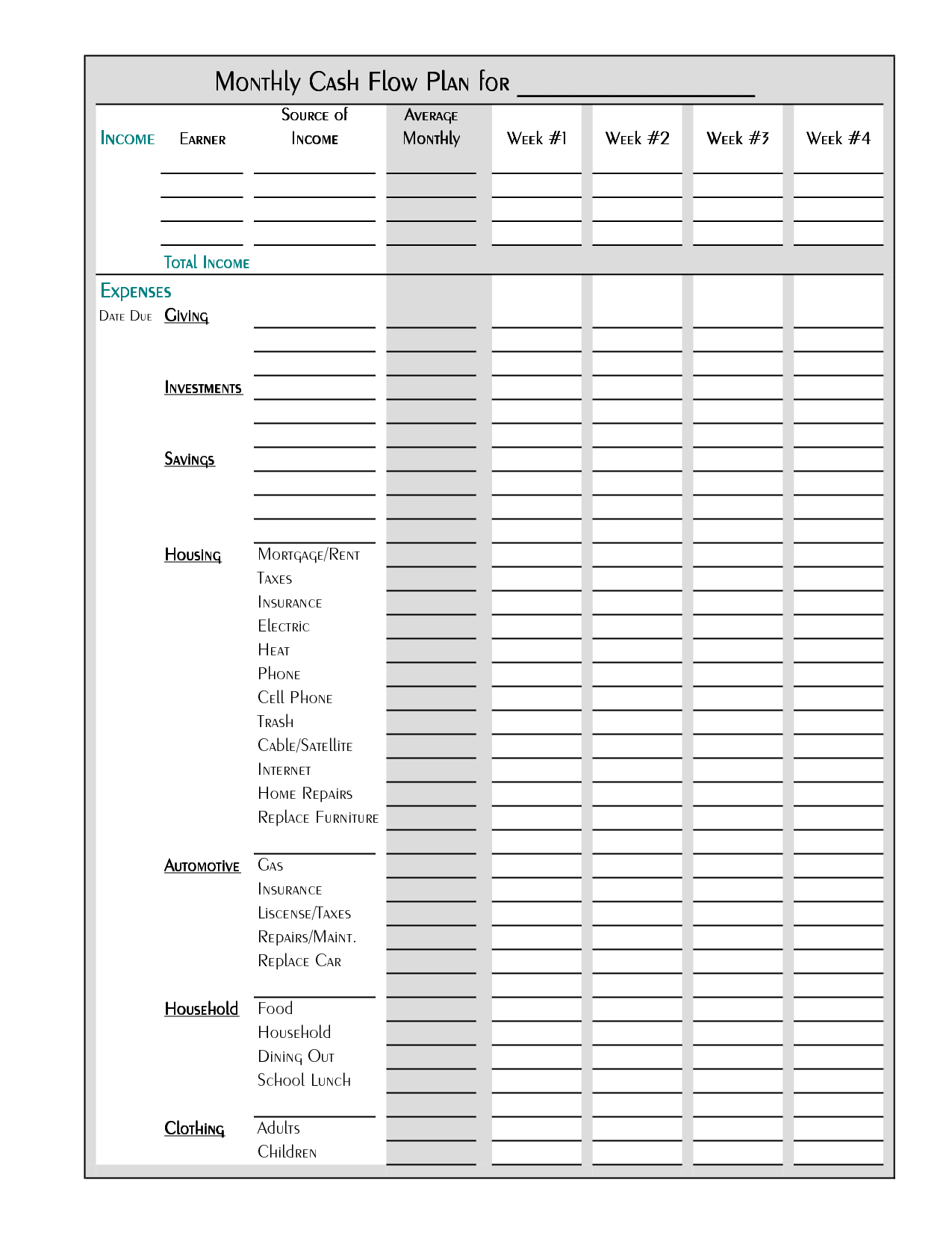 Printable Budget Worksheet Template