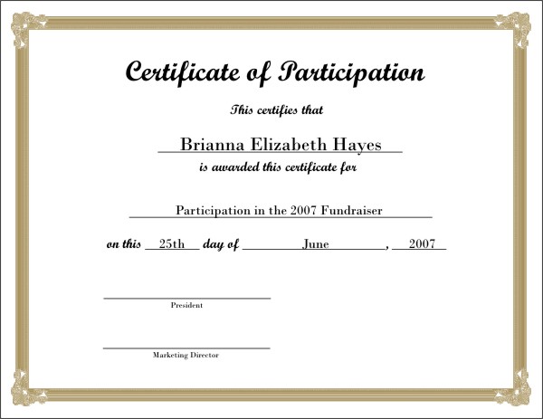 Printable Fill in Certificates