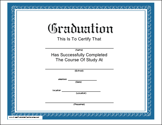 Printable Graduation Certificates