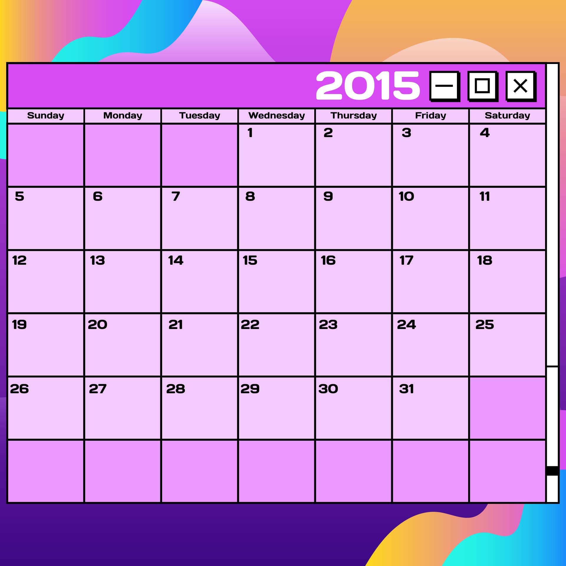Printable Daily Blank Calendar Template