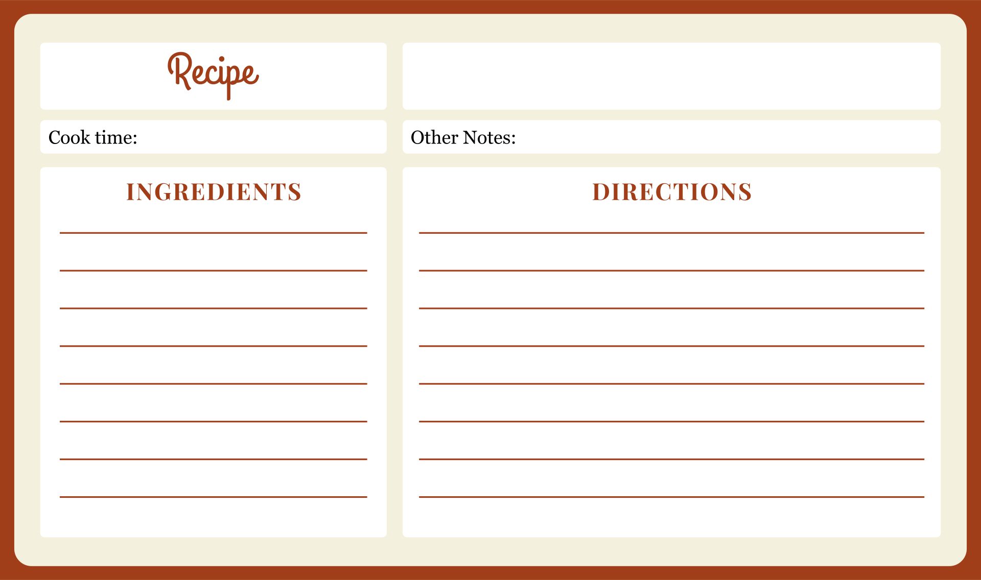 recipe cards template free download