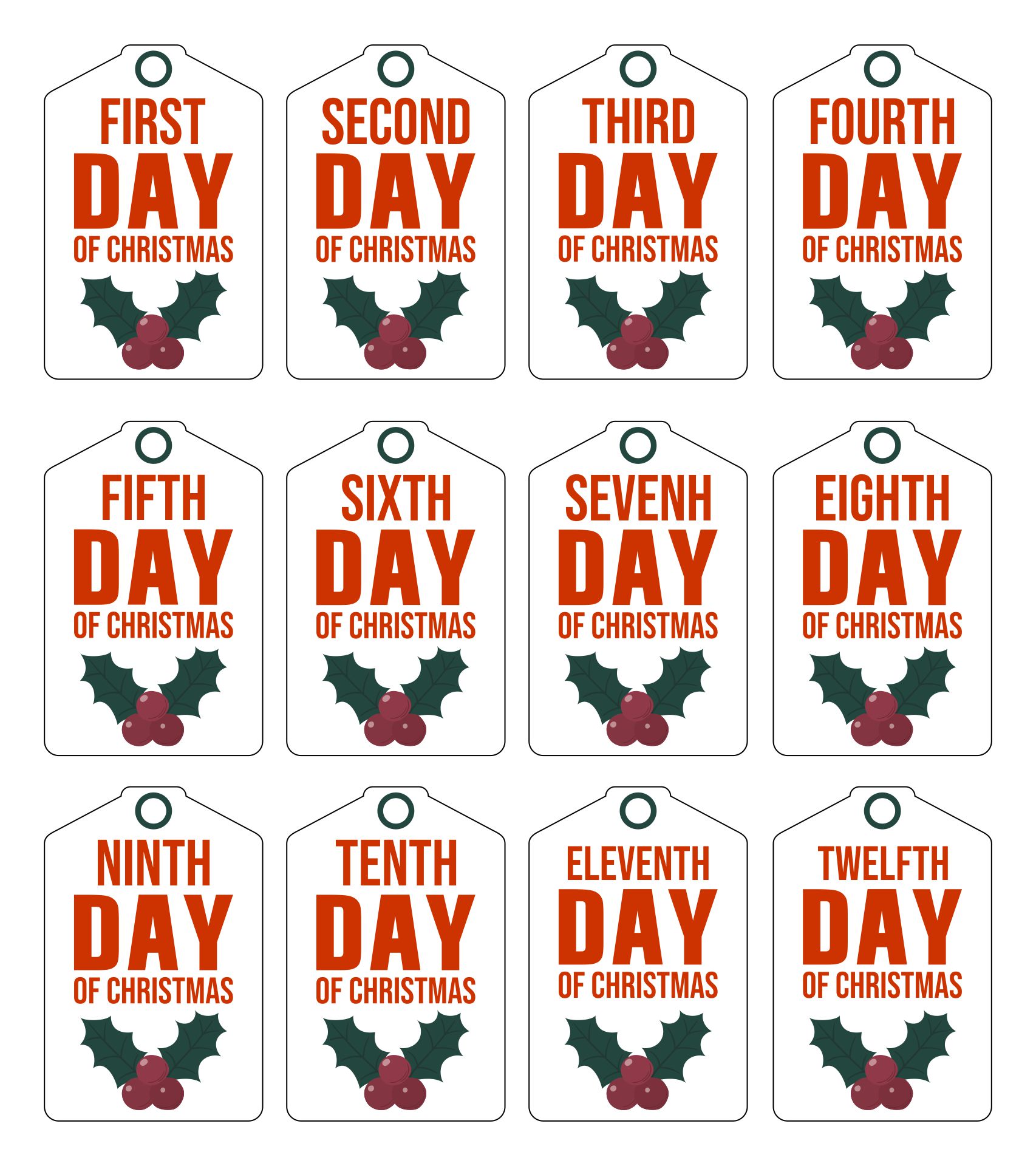 Free Days Of Christmas Printable Gift Tags Free | My XXX Hot Girl