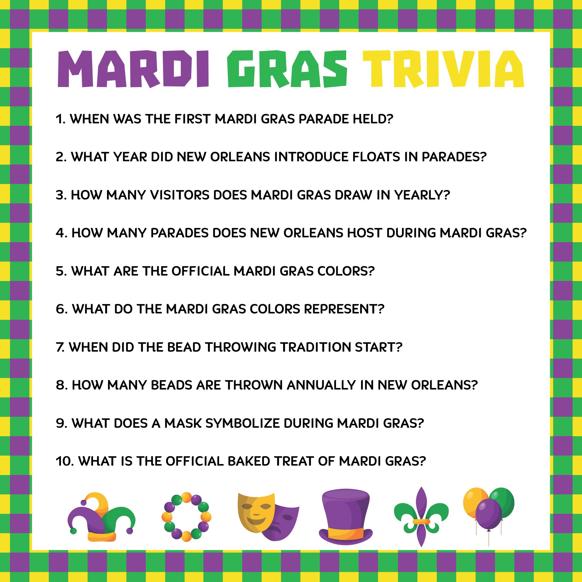 Mardi Gras Games 10 Free PDF Printables Printablee