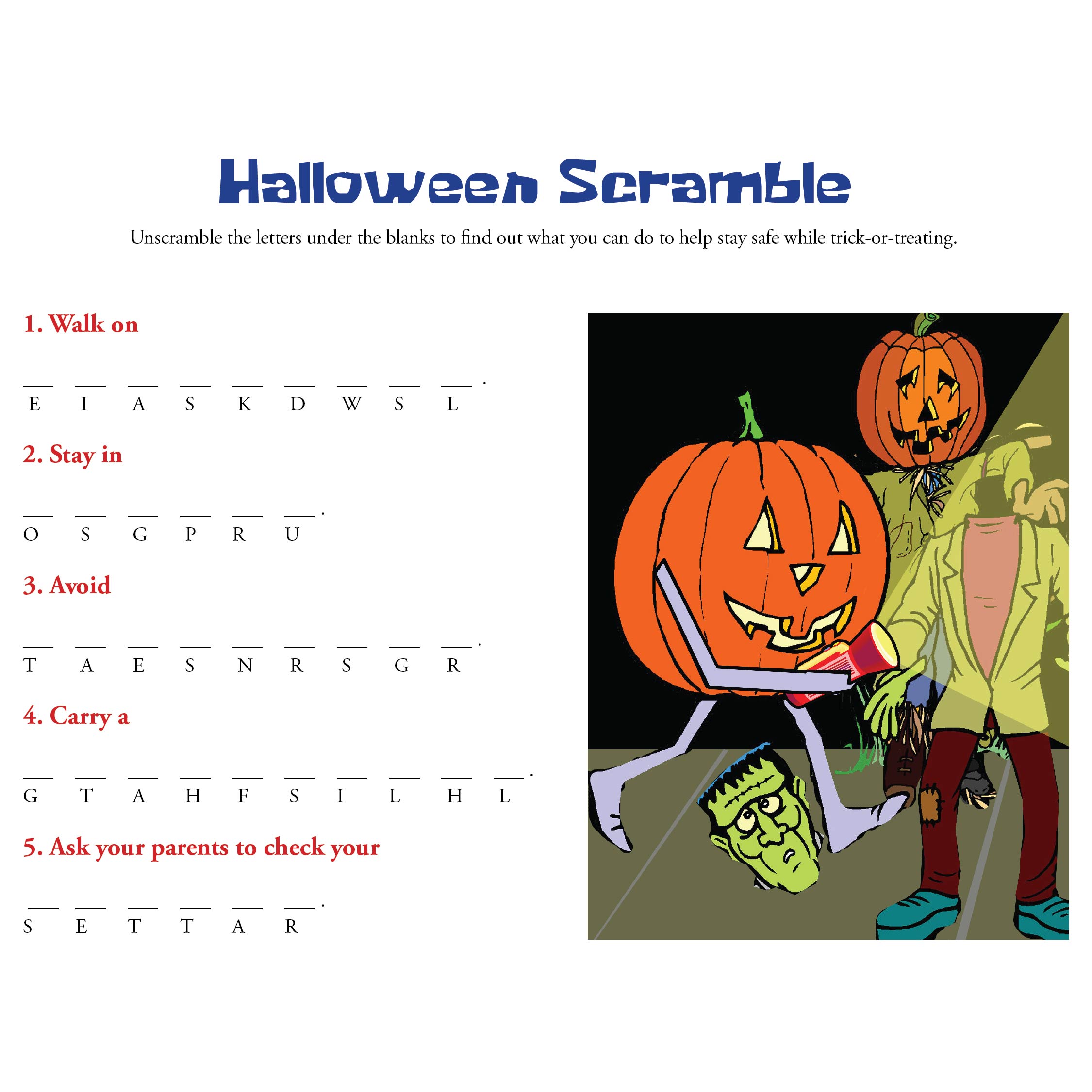 Fun Halloween Word Scramble Worksheets