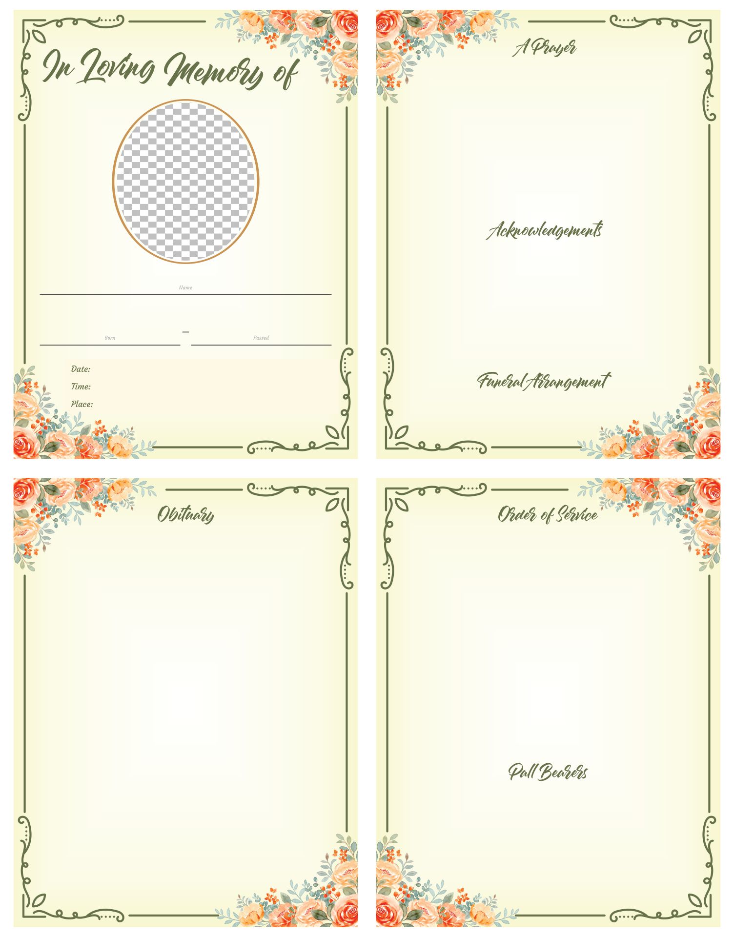 Printable Memorial Program Template