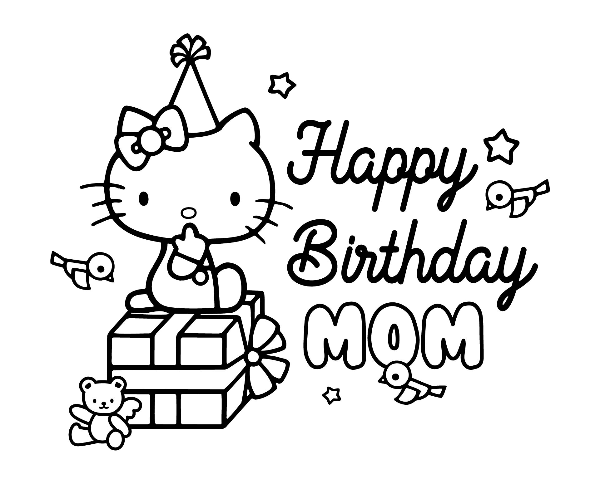 Printable Happy Birthday Mom Coloring Pages