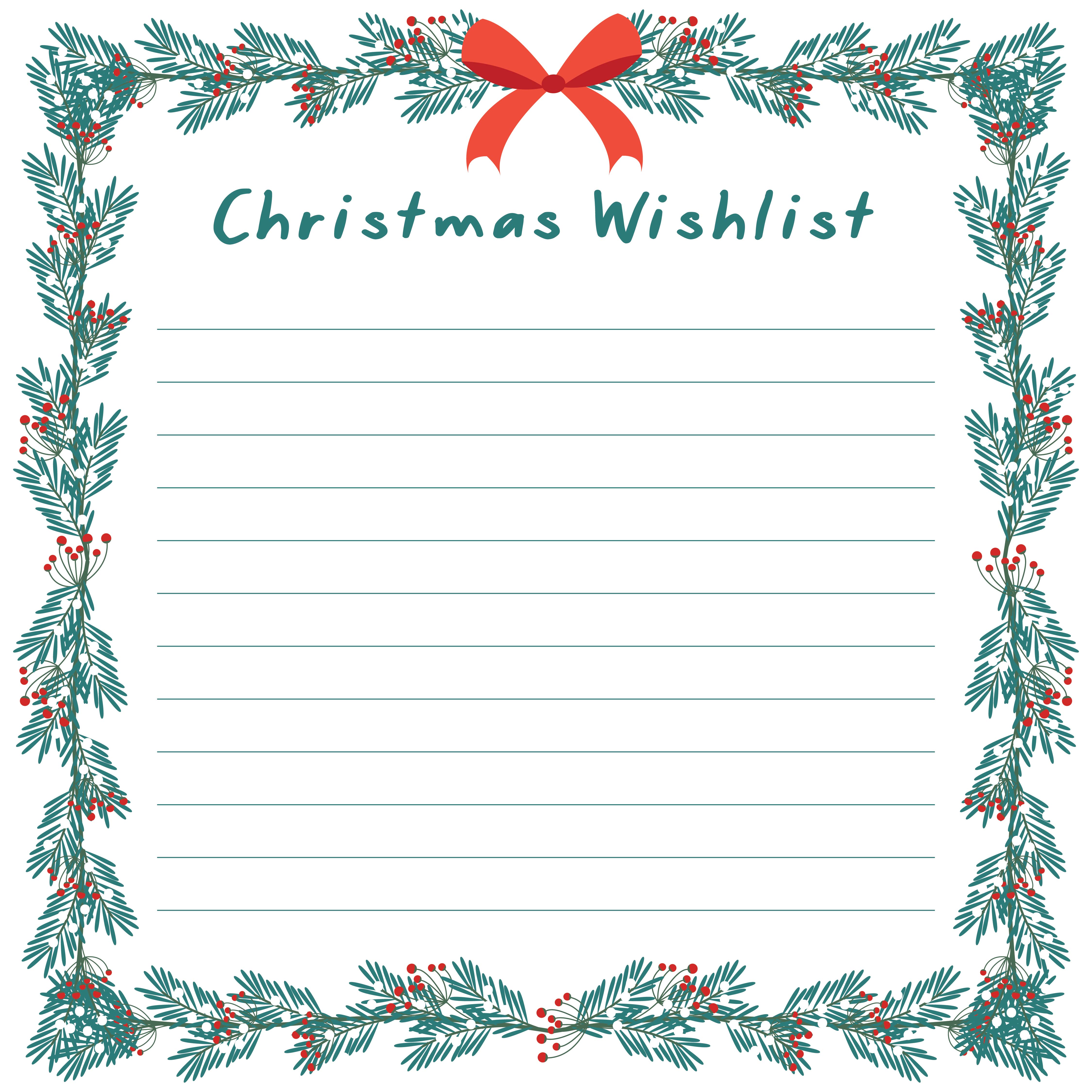 Christmas wish list free printable