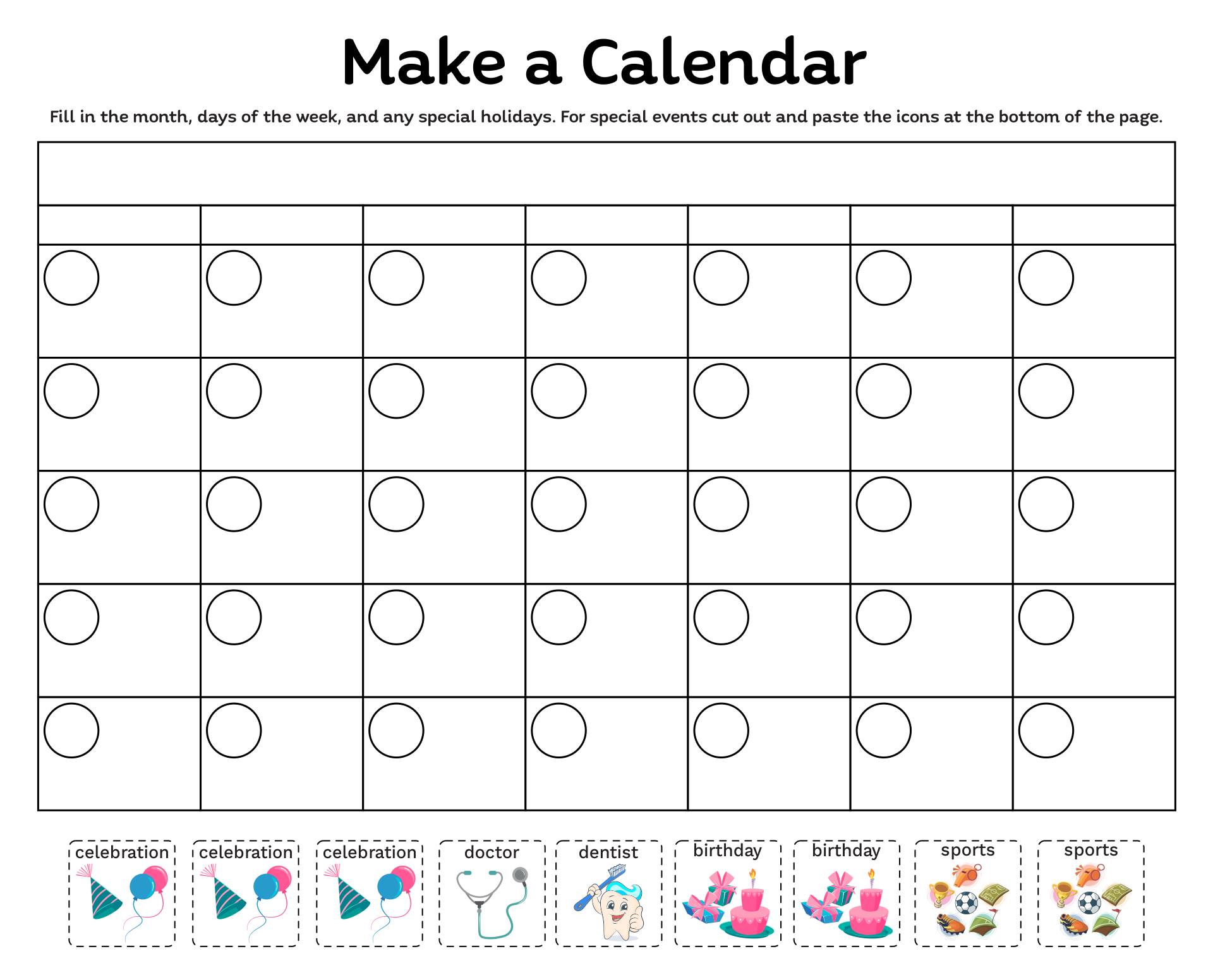 Kindergarten Calendar Worksheets