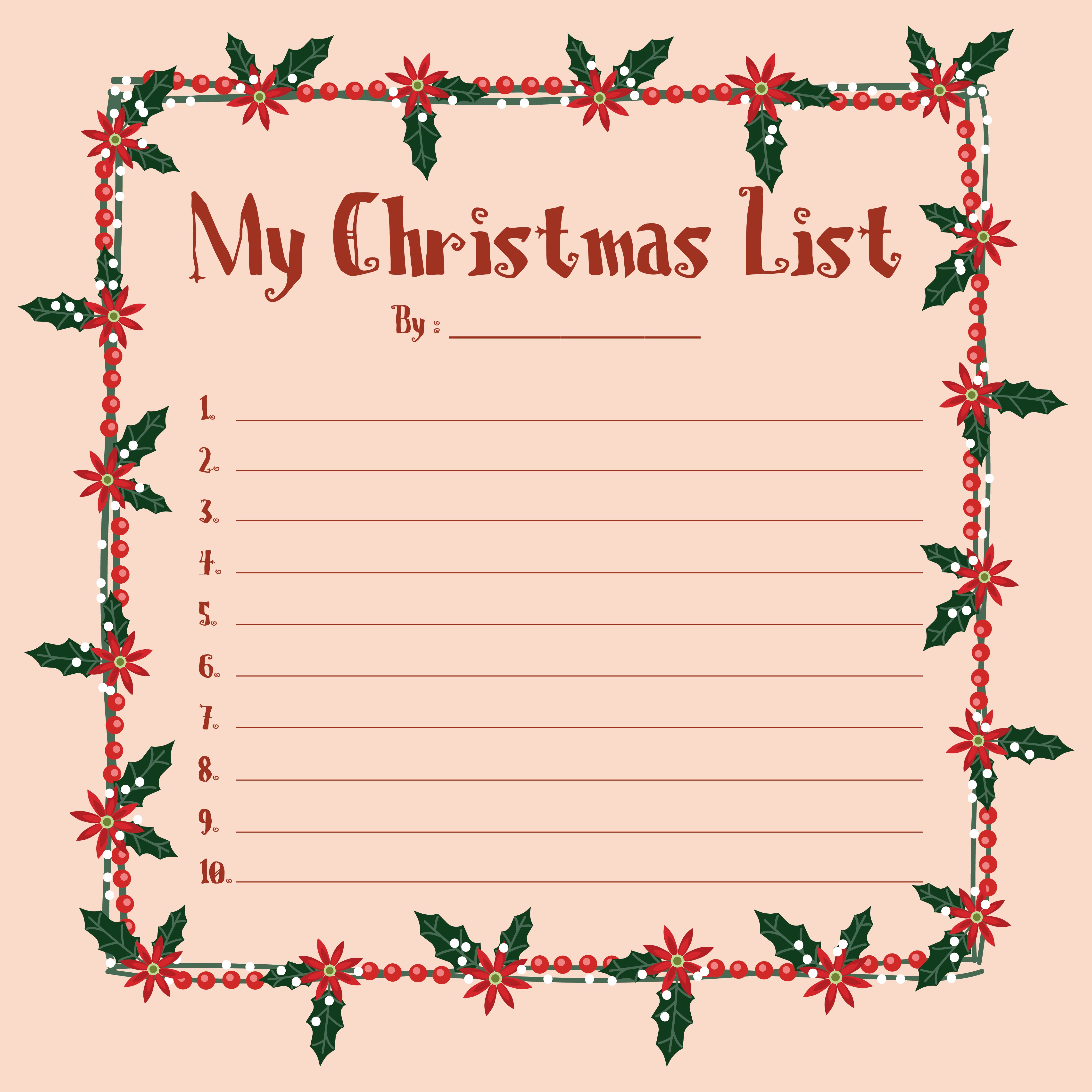 Christmas Wish List Paper Printable