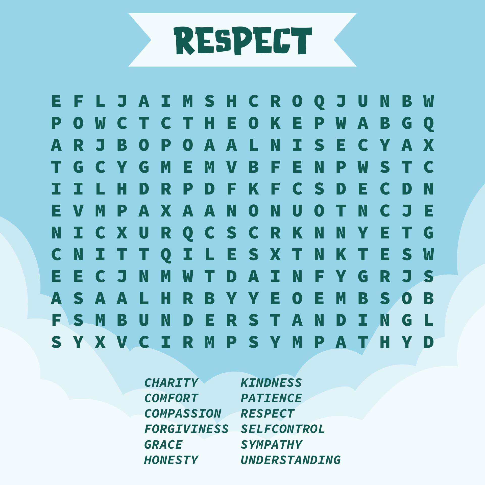 Respect Word Search Gambaran