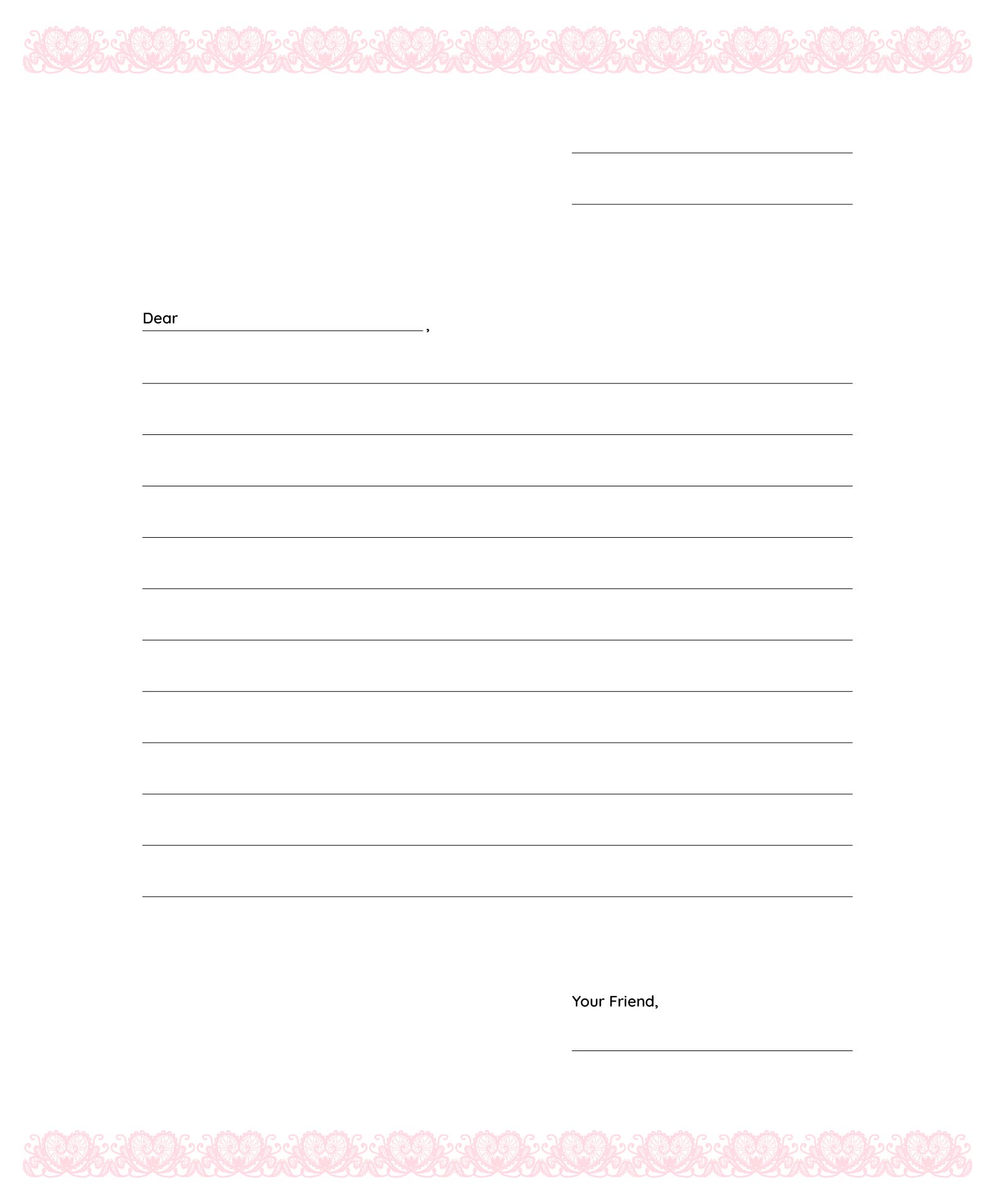 Free Template Printable Writing Friendly Letter