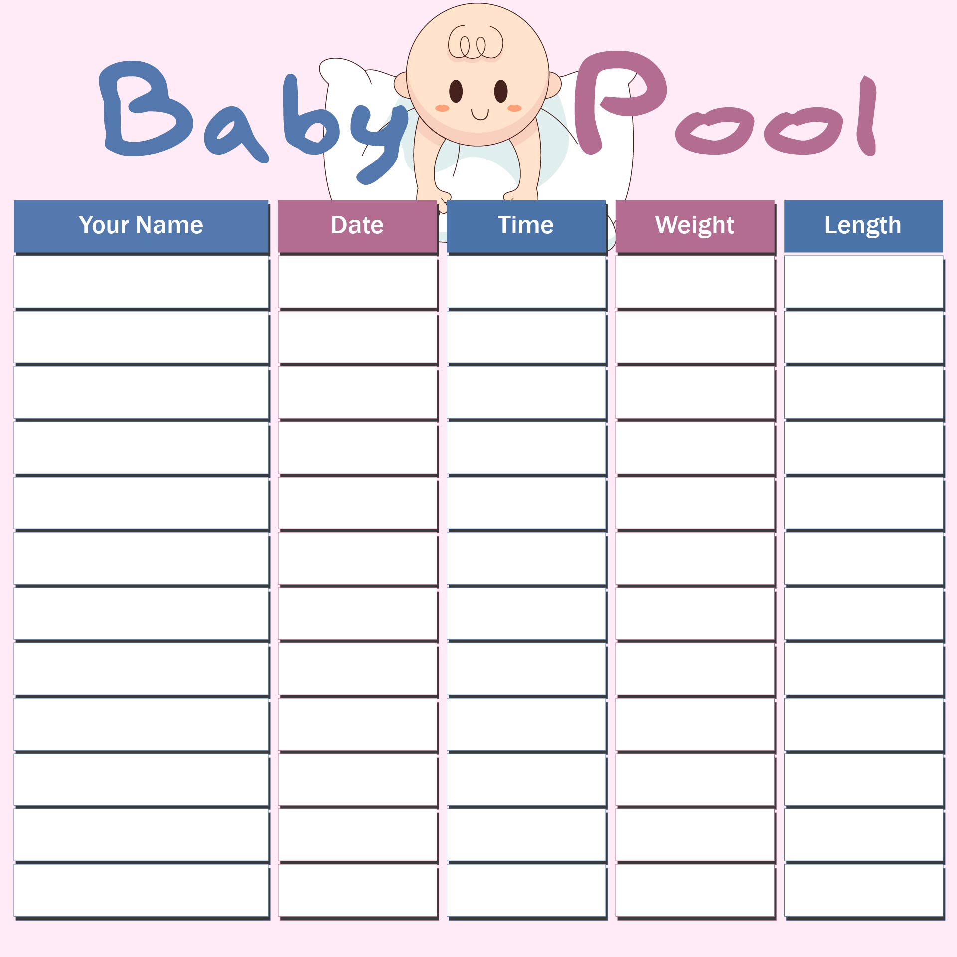 Printable Baby Pool Template Excel