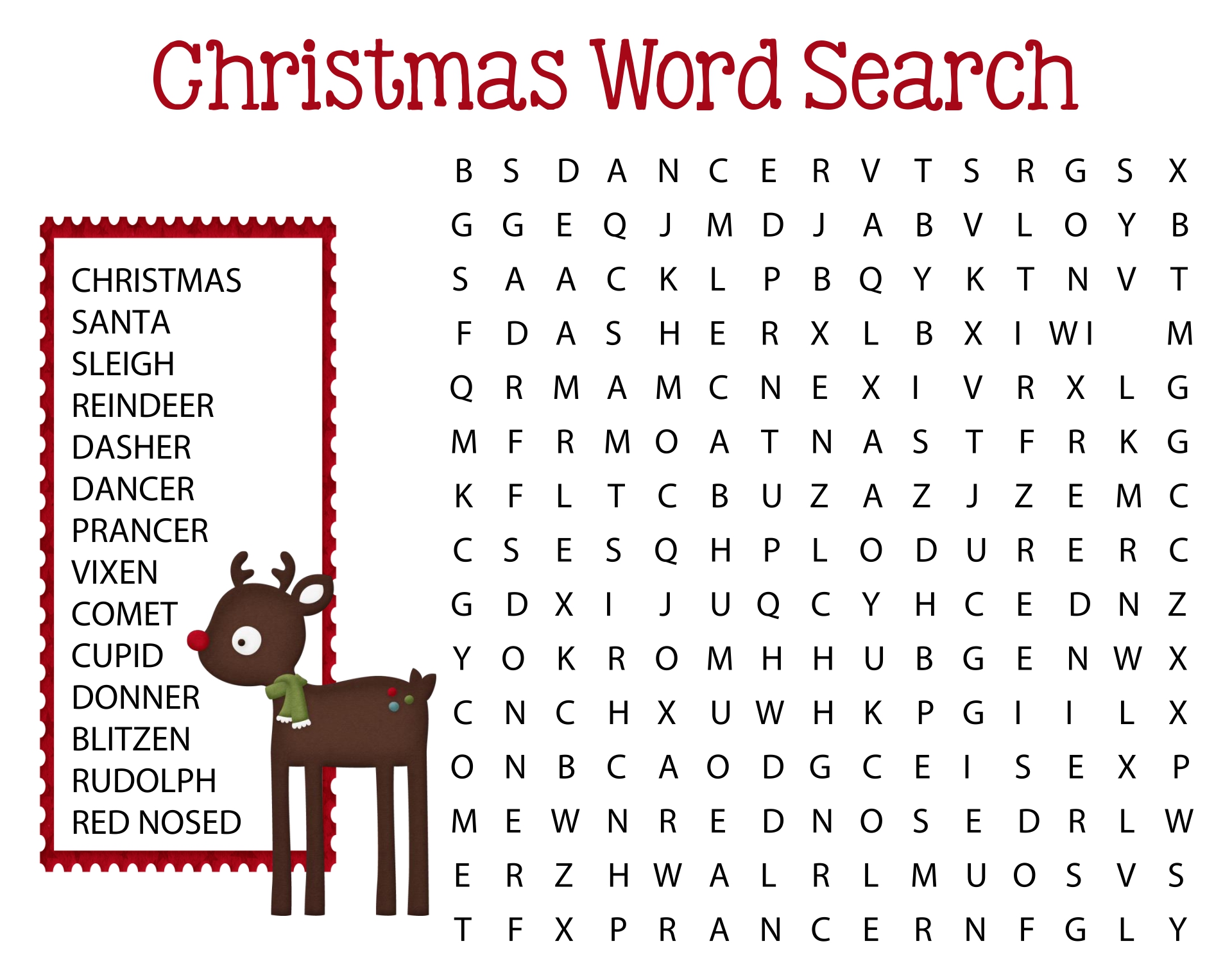 Printable Christmas Word Search Worksheets Adult