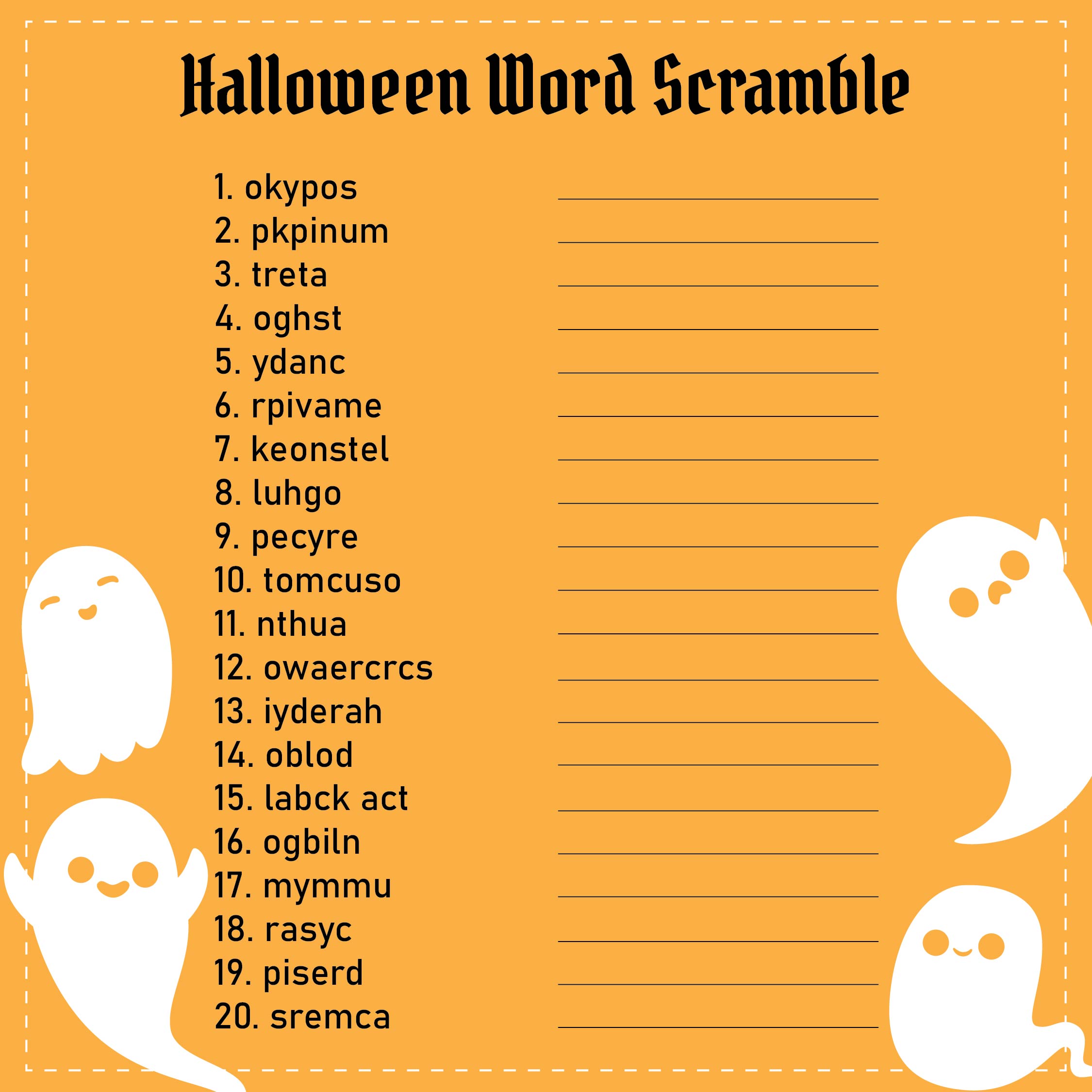 Halloween Word Template