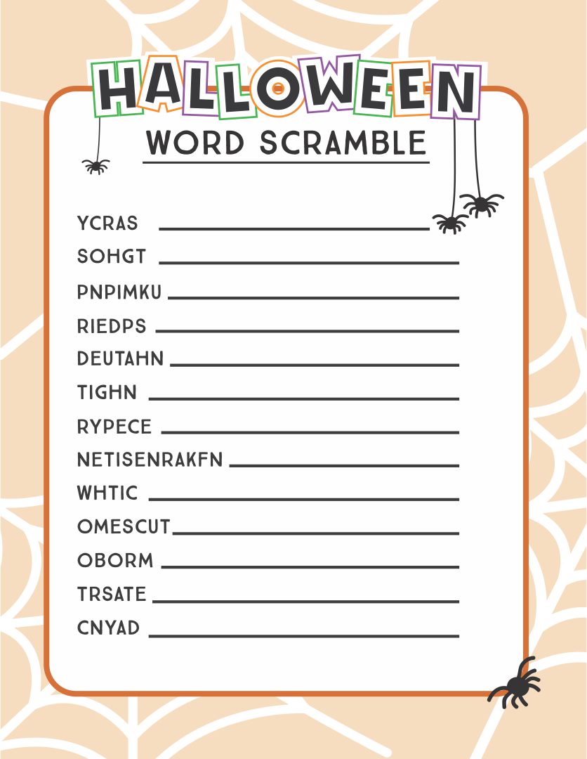 Printable Halloween Word Scramble Francesco Printable