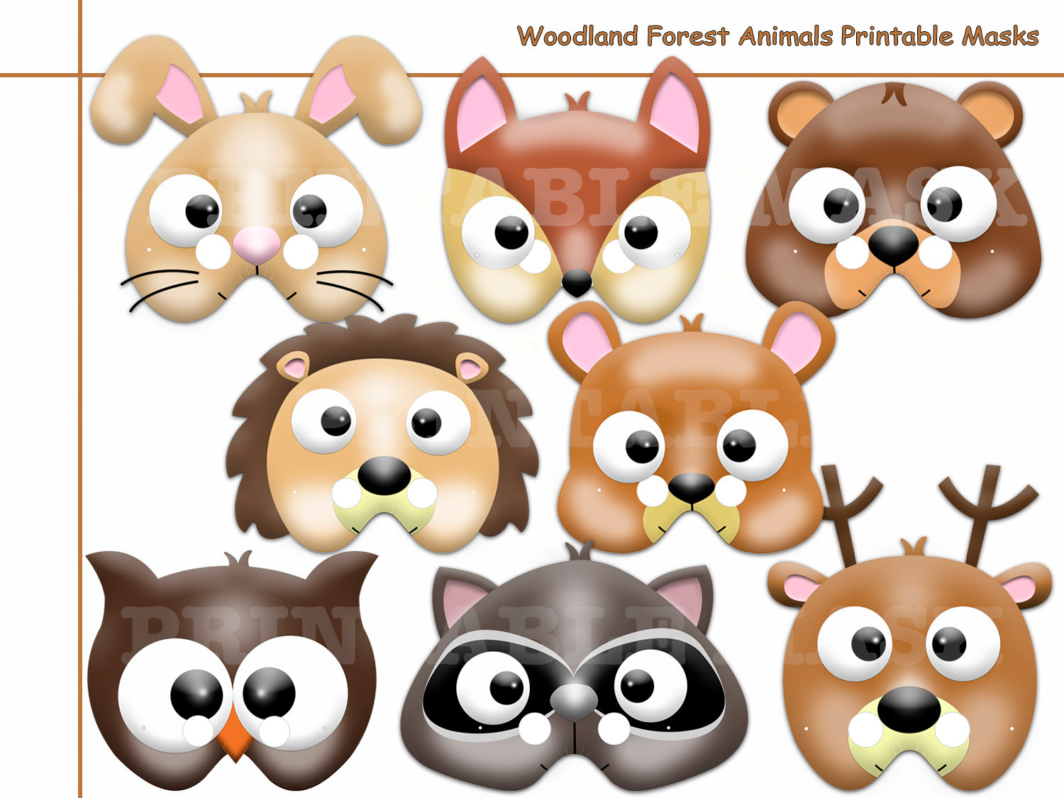 Woodland Forest Animal Mask Printables